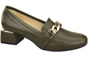 Damenschuhe mit Zierkette Pumps Mokassins Naturleder 193 Olive ElitaBut