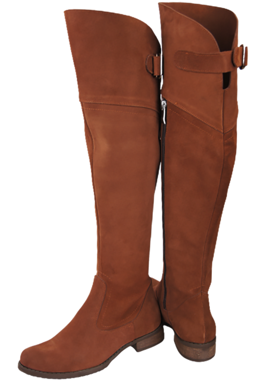 Schuhe Damenstiefel Stiefel Overknee-Stiefel, Naturleder, Velours, Kastanie 154 ElitaBut