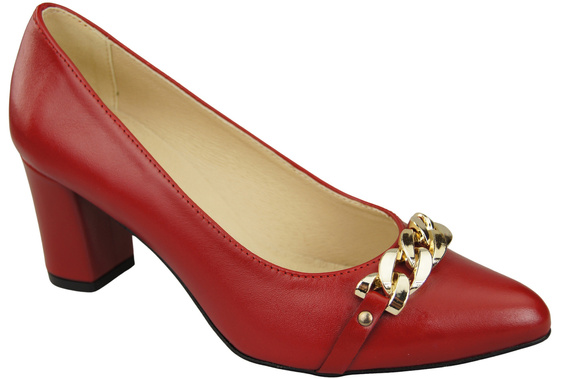 Klassische Frauen Rotem Naturleder Schuhe mit Gold Ornament Kette 200 ElitaBut