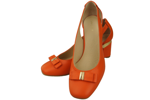 Schuhe Damen Orange Pumps aus Naturleder mit dekorativem Absatz 199 ElitaBut