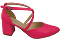 Elegante Neon Rosa Ledersandalen mit offener Seite und stabilem Absatz 218 ElitaBut