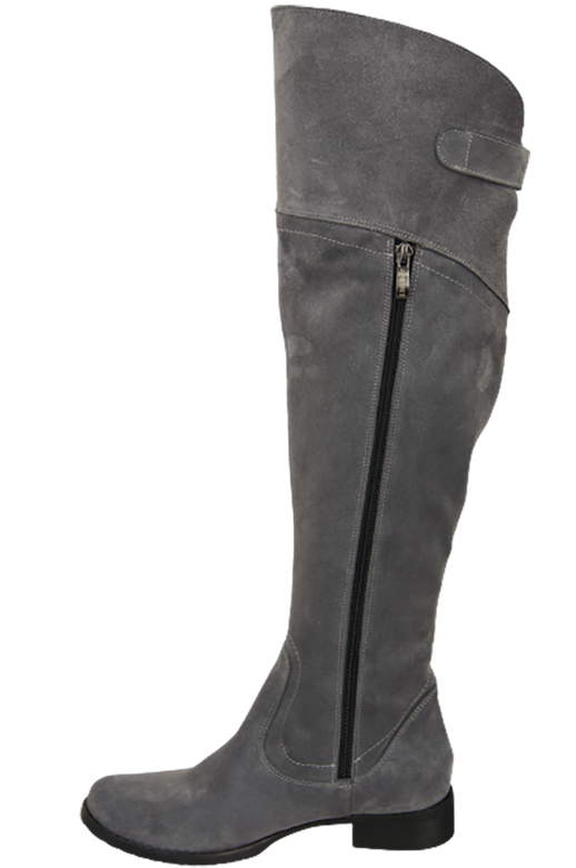 Schuhe Damenstiefel Stiefel Overknee-Stiefel, Naturleder, Velours, Grau 154 ElitaBut