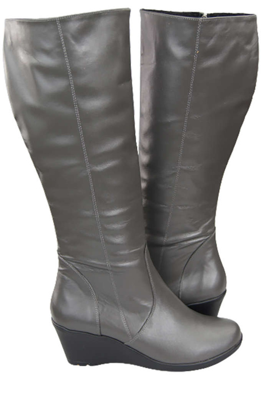 Damenschuhe Keilstiefel, Naturleder, Graphit 177 ElitaBut