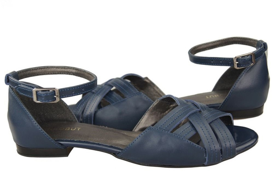 Schuhe Damen Sandalen Marineblau Naturleder 128 ElitaBut