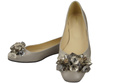 Damen Helle Esche Pumps mit Kristallen flach Naturleder 216 ElitaBut