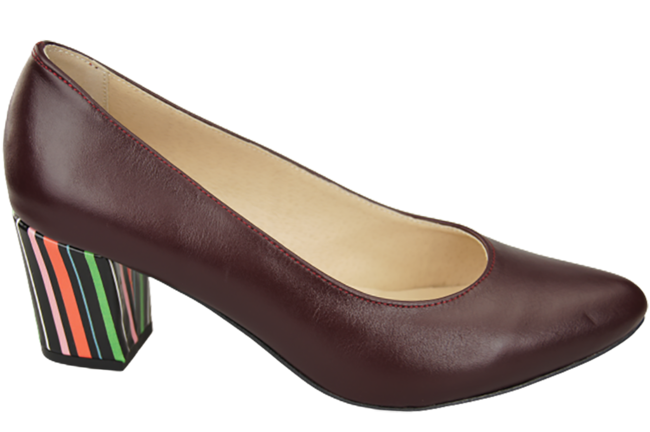 Damenschuhe Burgunderrote Pumps aus Naturleder mit dekorativem Absatz 158 ElitaBut