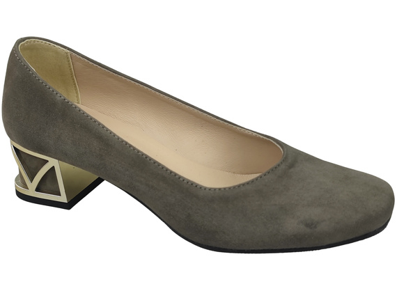 Bequeme Damenschuhe Hellbraun Pumps mit dekorativem Absatz Natürliches Wildleder 219 von ElitaBut