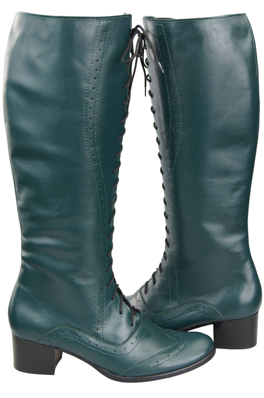 Damenschuhe Schnürstiefel, Naturleder, Malachit 595 ElitaBut