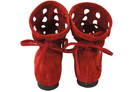 Schuhe Damen-Stiefeletten, natürliches Veloursleder, Rot 160 ElitaBut