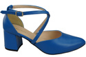 Elegante Blau Ledersandalen mit offener Seite und stabilem Absatz 218 ElitaBut