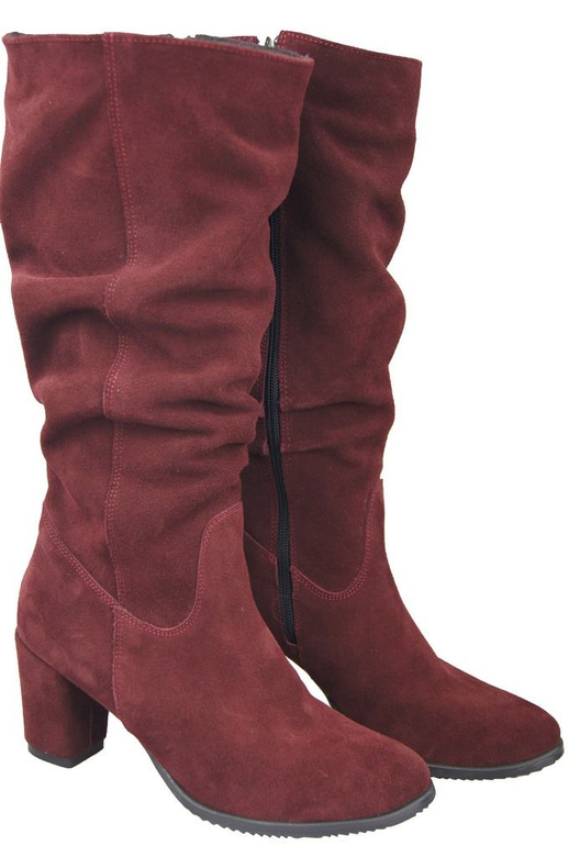 Schuhe Damenstiefel, Naturleder, Velours 141 Burgund ElitaBut