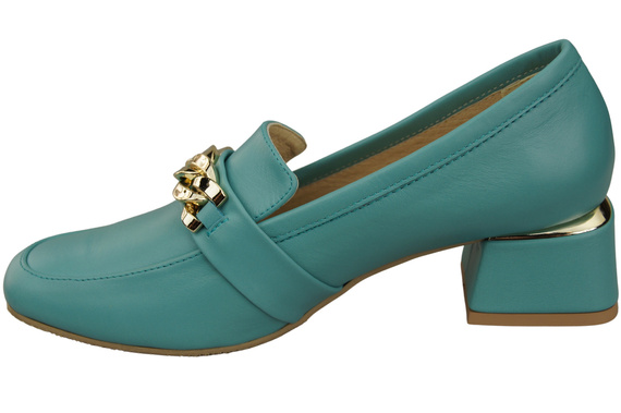 Damenschuhe mit Zierkette Pumps Mokassins Naturleder 193 Türkis ElitaBut