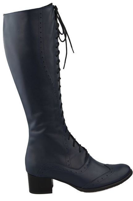 Damenschuhe Schnürstiefel, Naturleder, Marineblau 595 ElitaBut