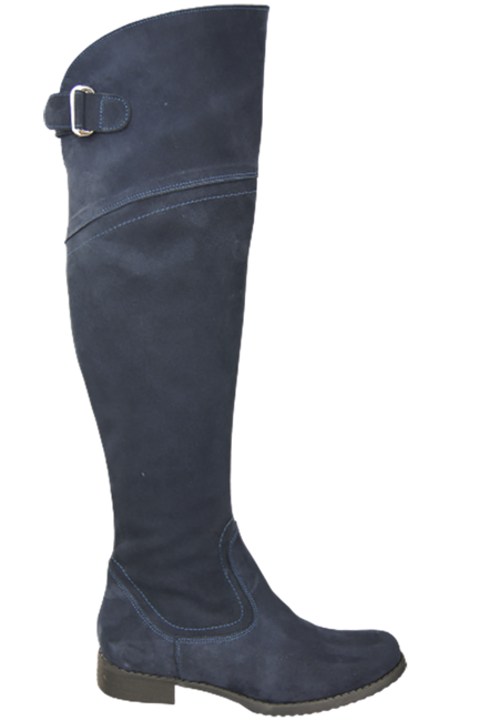 Schuhe Damenstiefel Stiefel Overknee-Stiefel, Naturleder, Velours, Marineblau 154 ElitaBut