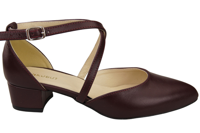 Damen Sandalen Echtleder Burgund mit Riemen Niedriger Absatz 223 ElitaBut