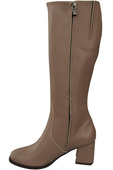 Bequeme Damen Cappuccino Dunkel Niedrig Absatz Stiefel Naturleder 212 ElitaBut