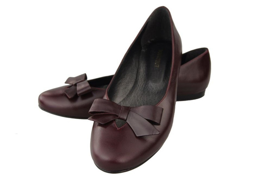 Damen-Ballerinas, Burgunderrot, Naturleder 998 ElitaBut