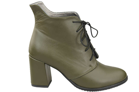Winter-Schnürstiefel für Damen, Naturleder, Olive 174, von ElitaBut