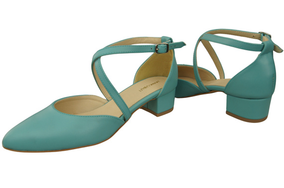 Damen Sandalen Echtleder Türkis mit Riemen Niedriger Absatz 223 ElitaBut