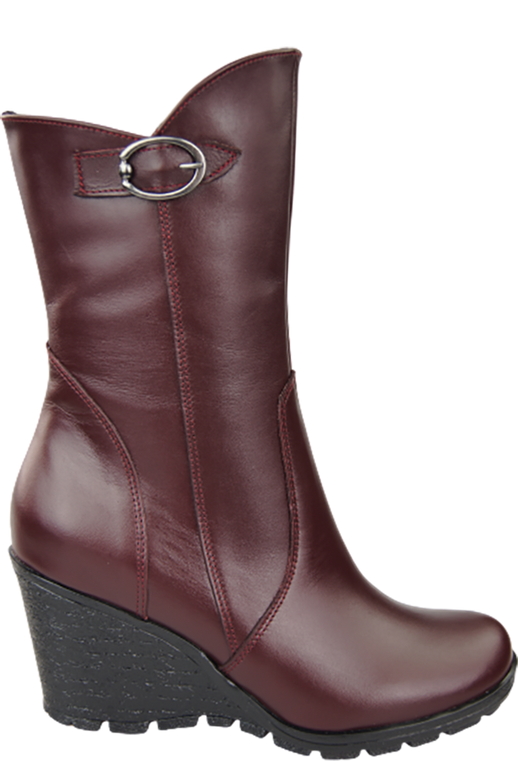 Damen-Keilstiefel, Naturleder, Burgund 750 ElitaBut