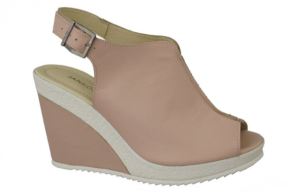 Schuhe Damen-Keilsandalen, Naturleder, Puderrosa 992 ElitaBut