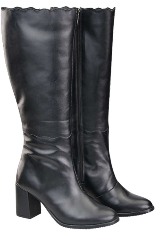 Klassische Damenstiefel, Naturleder, Schwarz 176 ElitaBut