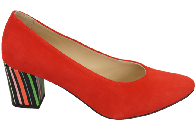 Damenschuhe, rote Pumps, natürliches Wildleder, dekorativer Absatz 158 von ElitaBut