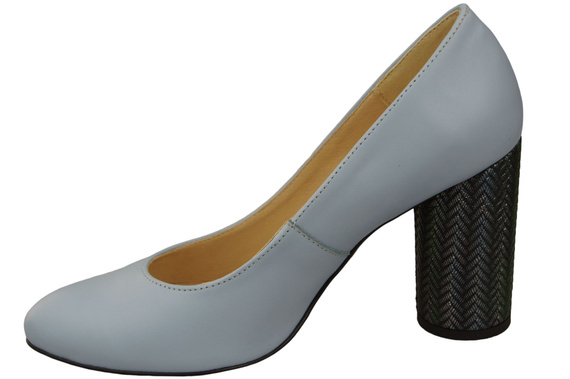 Damenschuhe Pumps Hellblau Naturleder Bunter Zierabsatz 194 ElitaBut