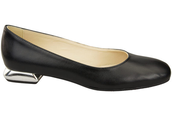 Flache Frauen Schuhe Schwarz Dekorative Ferse Naturleder 209 ElitaBut