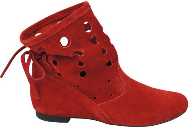 Schuhe Damen-Stiefeletten, natürliches Veloursleder, Rot 160 ElitaBut