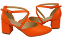 Elegante Orange Ledersandalen mit offener Seite und stabilem Absatz 218 ElitaBut