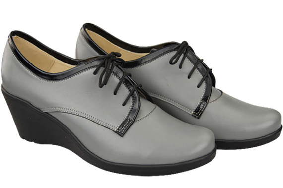 Damenschuhe mit Keilabsatz, Naturleder, Grau 181 ElitaBut