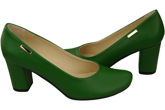 Klassische Damen Grün Leder Mandel Nase Pumps 201 ElitaBut