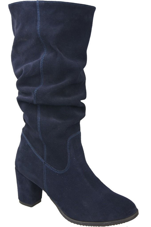Schuhe Damenstiefel, Naturleder, Velours 141, Marineblau ElitaBut