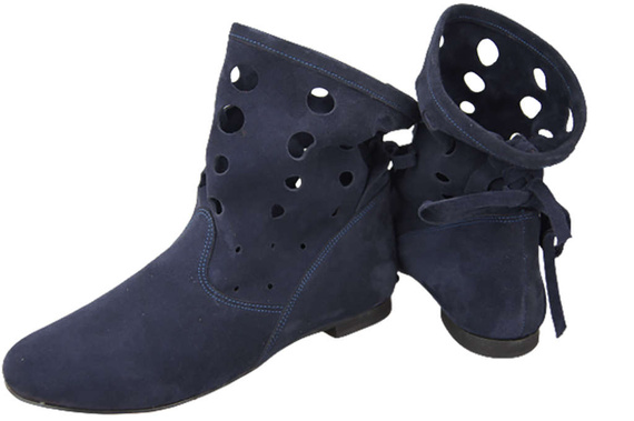 Schuhe Damen-Stiefeletten, natürliches Veloursleder, Marineblau 160 ElitaBut