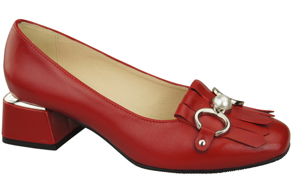 Damenschuhe Pumps mit Fransen verziert Rotes Naturleder 195 ElitaBut