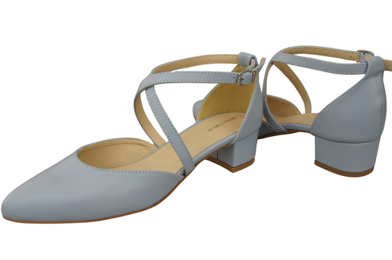 Damen Sandalen Echtleder Hellblau mit Riemen Niedriger Absatz 223 ElitaBut