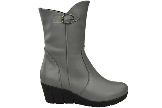Damen-Keilstiefel, Naturleder, Grau 178 ElitaBut