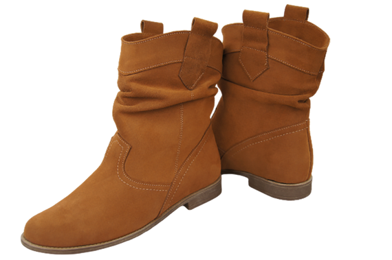Schuhe Damen Stiefeletten Winter Naturveloursleder Karamell 117 Z ElitaBut