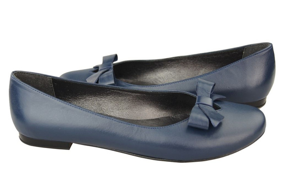 Damen-Ballerinas Marineblau, Naturleder 998 ElitaBut
