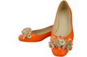 Damen Orange Pumps mit Kristallen flach Naturleder 216 ElitaBut