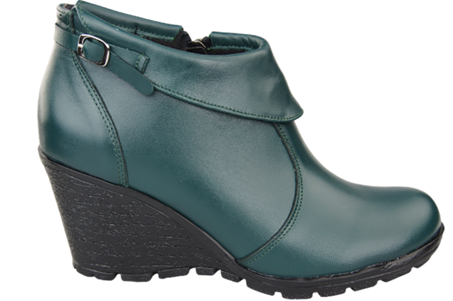 Damenschuhe Keilstiefel, Naturleder, Malachit 739 ElitaBut