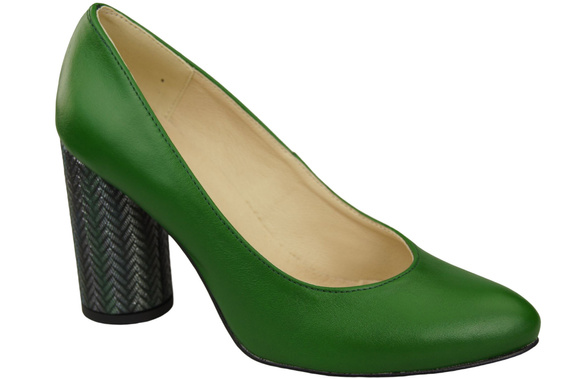 Damenschuhe Pumps Grün Naturleder Bunter Zierabsatz 194 ElitaBut