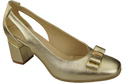 Schuhe Damen Gold Pumps aus Naturleder mit dekorativem Absatz 199 ElitaBut