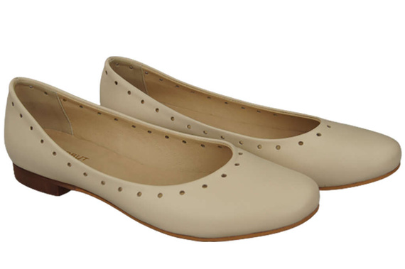 Damenschuhe Bequeme Ballerinas, Naturleder, Beige 162 ElitaBut