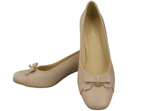 Damen Pumps mit Schleife Cappuccino Blass Naturleder und niedrigem Absatz 203 ElitaBut