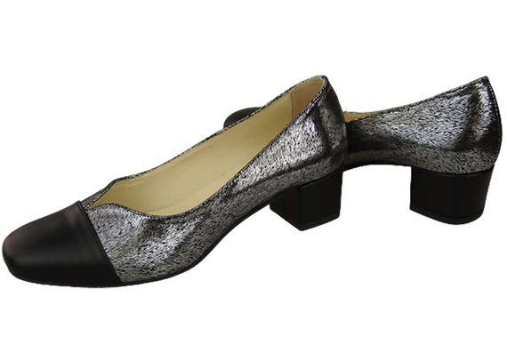 Damenschuhe Pumps Naturleder 164 Schwarz - Silber ElitaBut