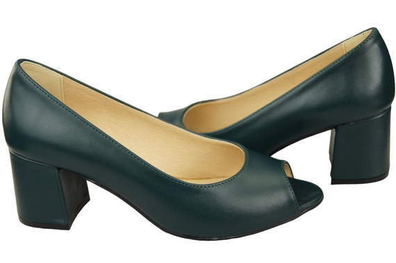 Damenschuhe PEEP TOE Malachit Pumps Naturleder mit beschichtetem Absatz 192 ElitaBut