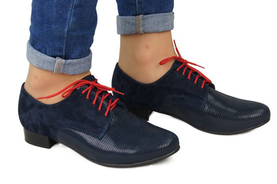 Schuhe Damenschuhe zum Schnüren, Naturleder, Marineblau 959 ElitaBut