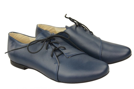 Damen-Ballerinas Marineblaues Naturleder 110 ElitaBut